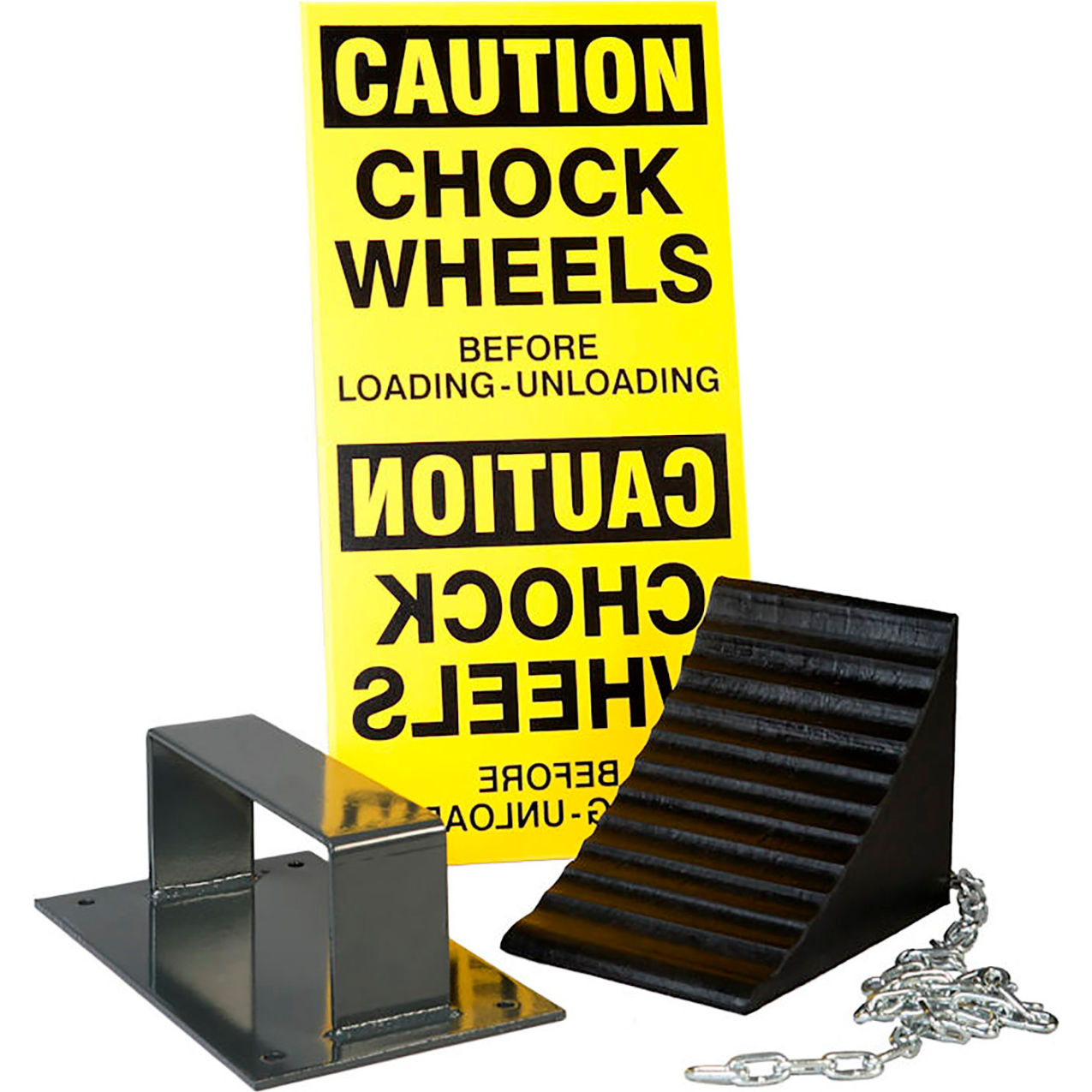 Wheel Chock Safety System Package, 24"L x 12"W x 10"H