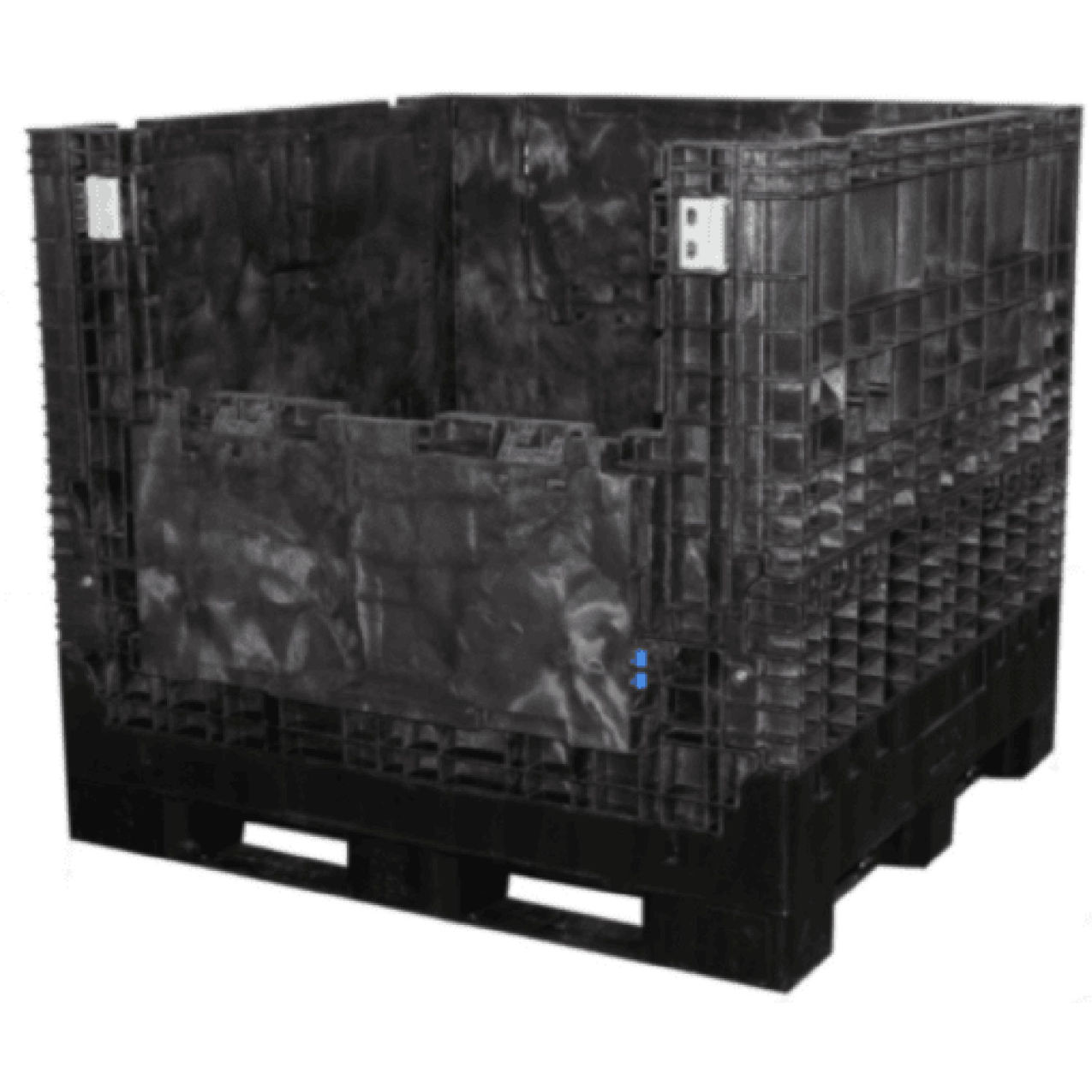 Plastic Collapsible Bulk Container, 48"L x 45"W x 44"H, 2000 lb. Cap, Black