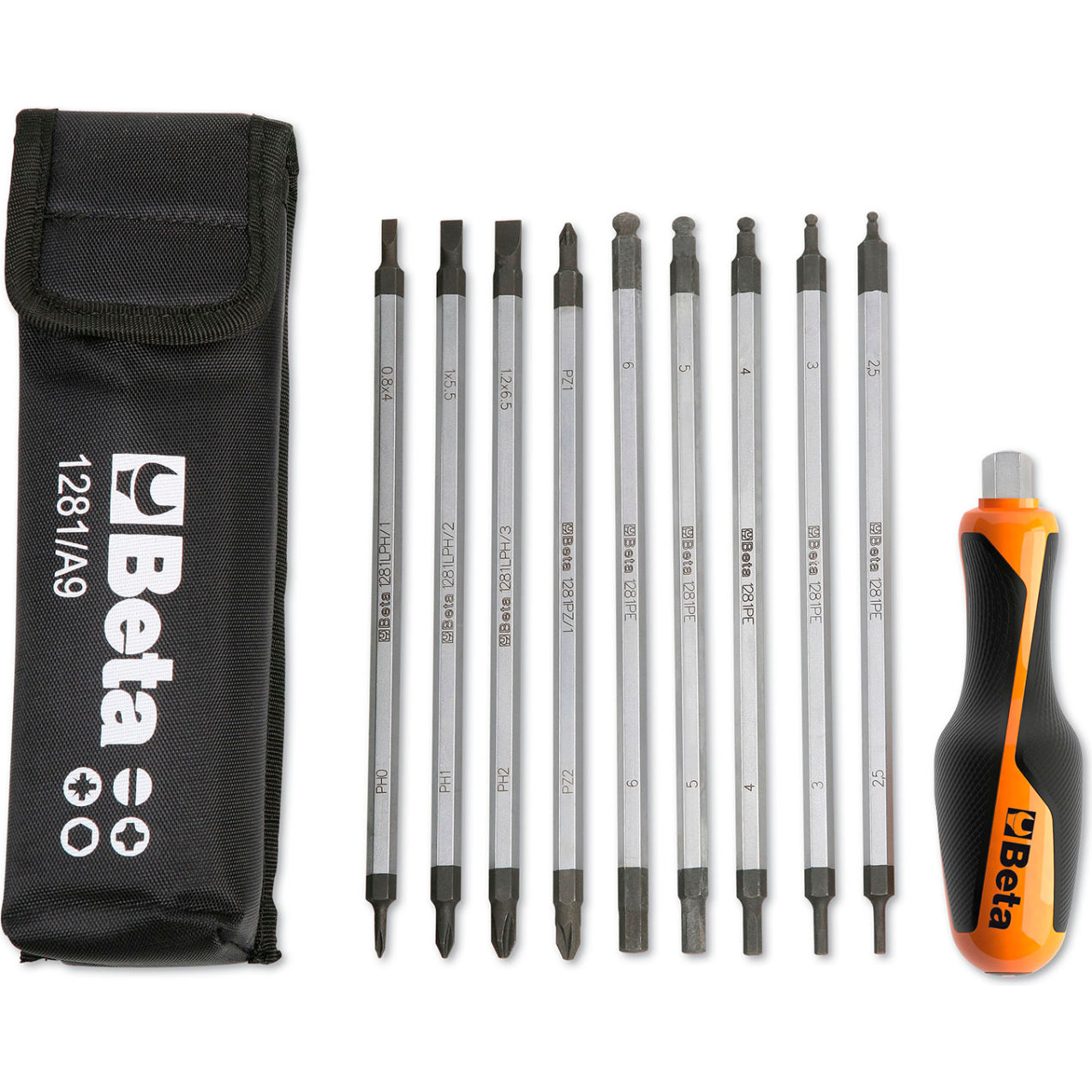 9-Piece Reversible Screwdriver Bits & 1 Handle with Case