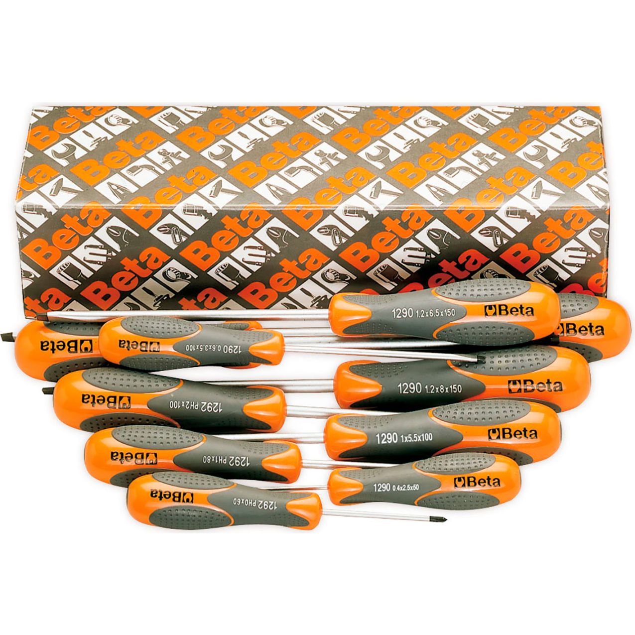 Set of 10 Slotted and Phillips Cross Head Screwdrivers