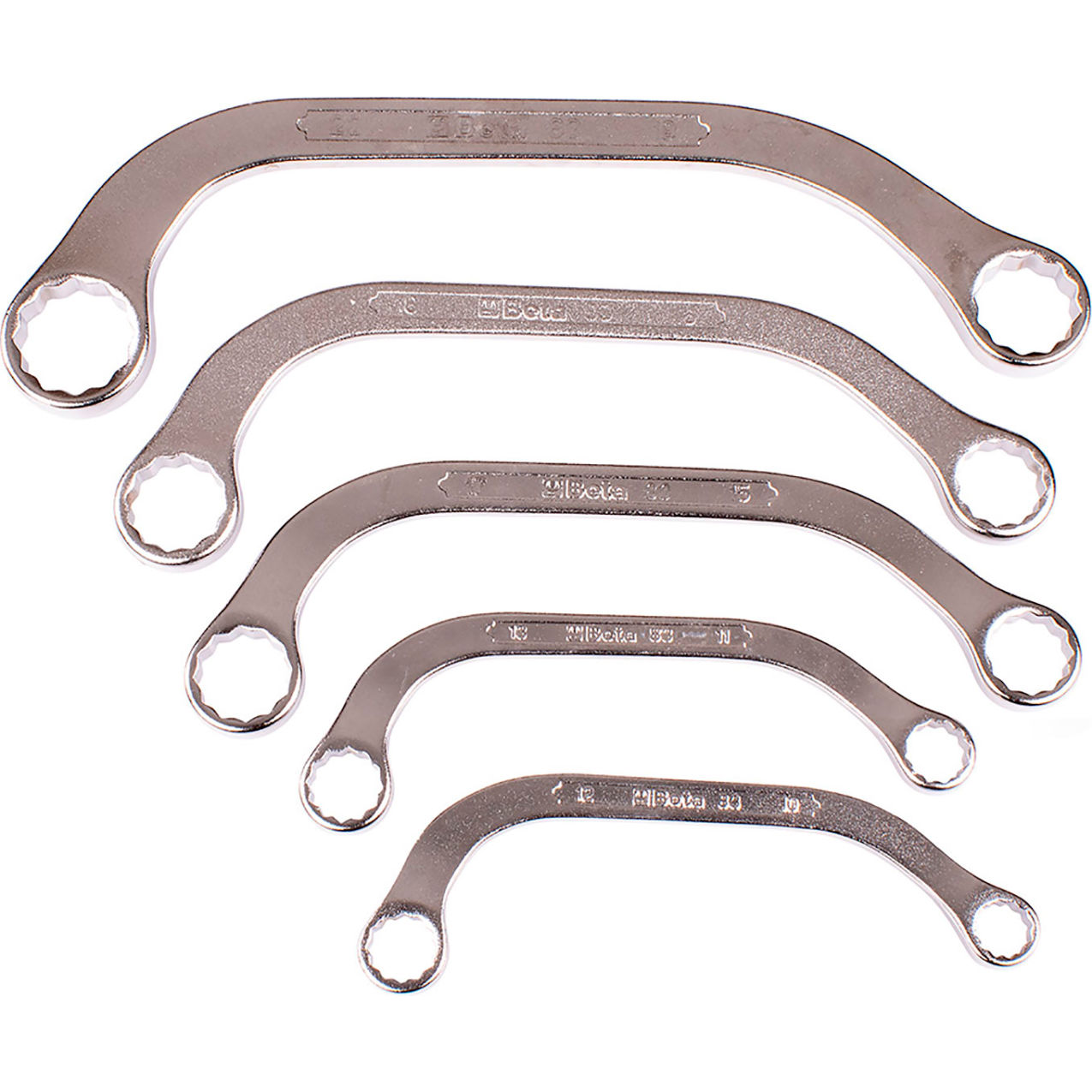Beta Double End Half Moon-Shaped Box End Wrench Set, 12 Points, 10mm x 12 to 19mm x 22mm Opening