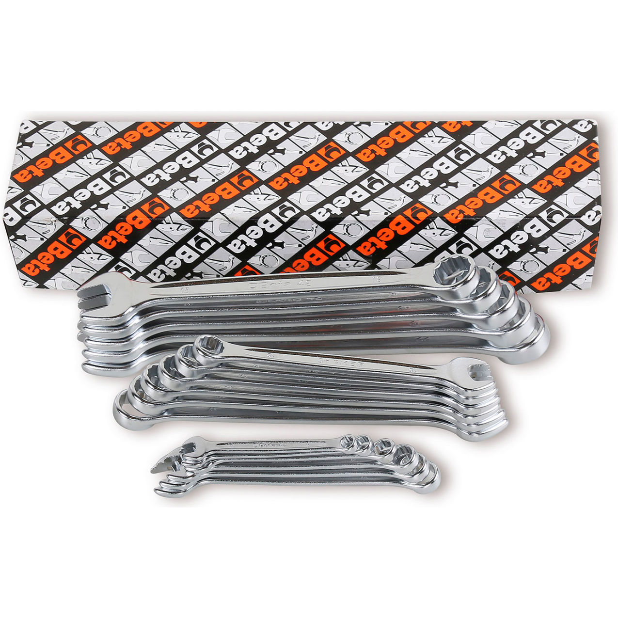 17 Piece 6mm to 22mm 12-Point 15 Degree Offset Combination Wrench Set, Silver