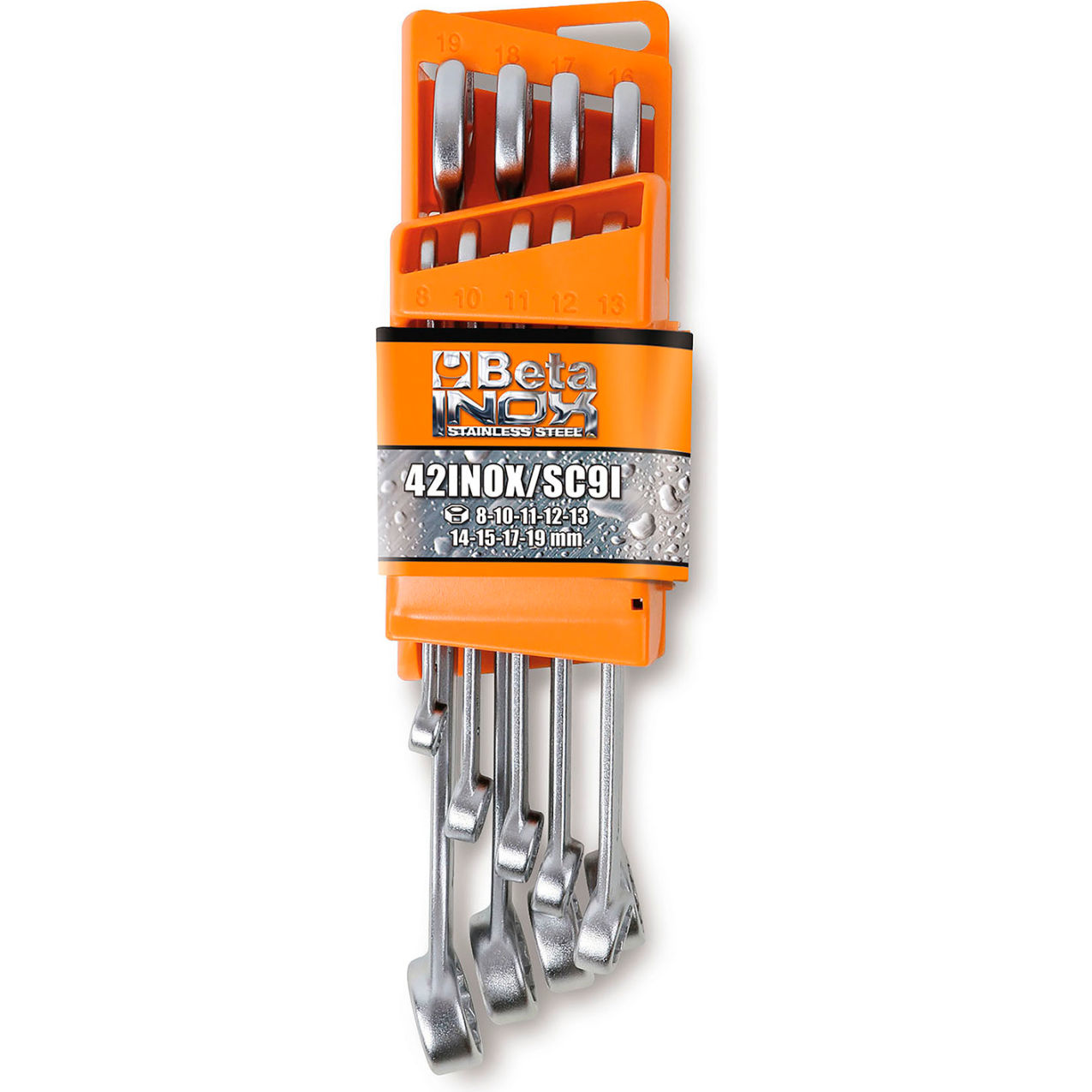 9 Piece 8mm to 19mm 12-Point Combination Wrench Set, Silver