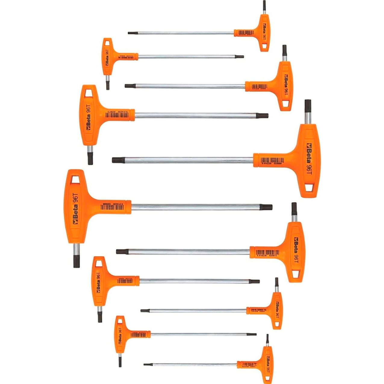 11 Piece Metric High Torque T-Handle Hex Key Wrench Set, 15-3/16" L