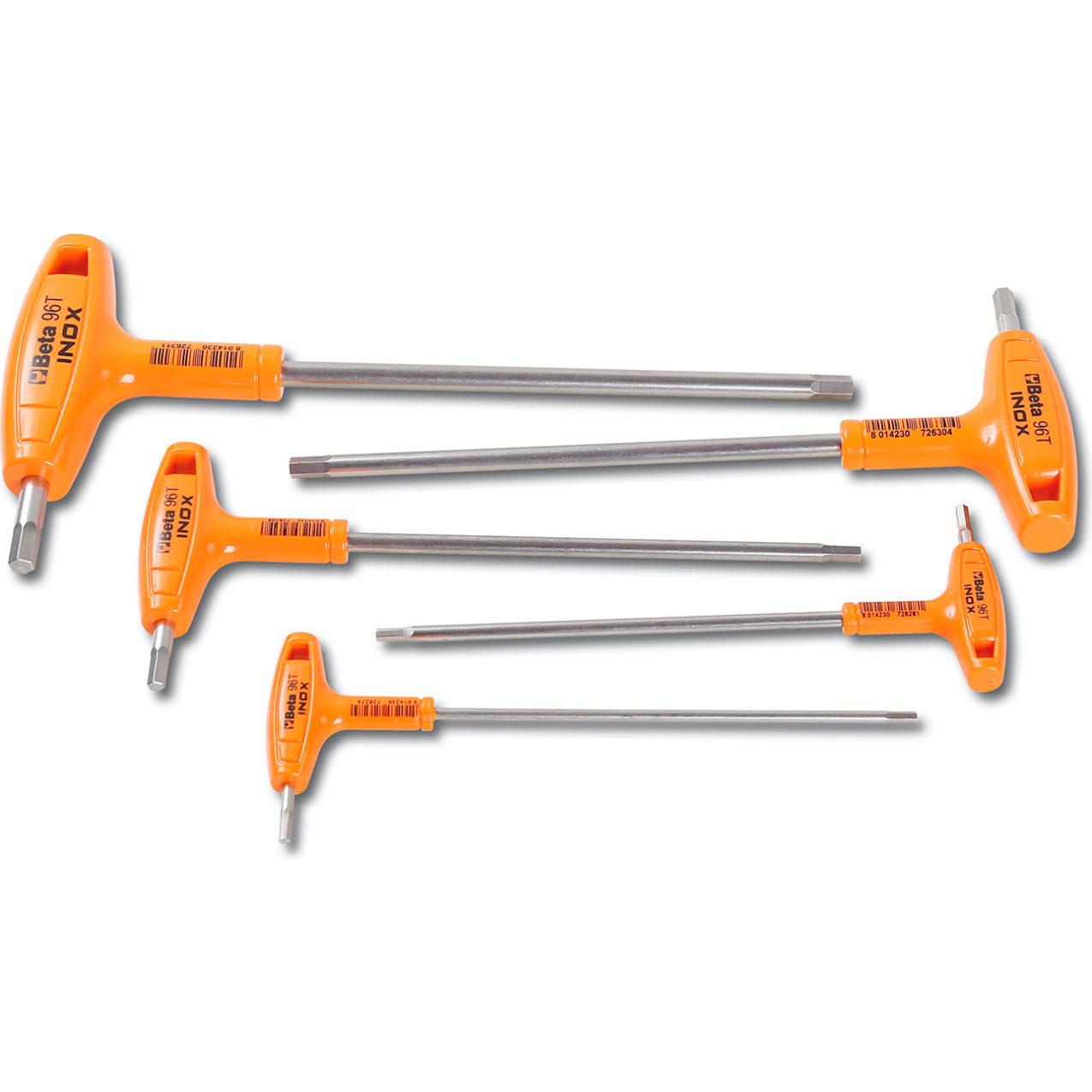 Stainless Steel High Torque T-Handle Hex Key Allen Wrench, Metric 2.5mm - 6mm, Set of 5