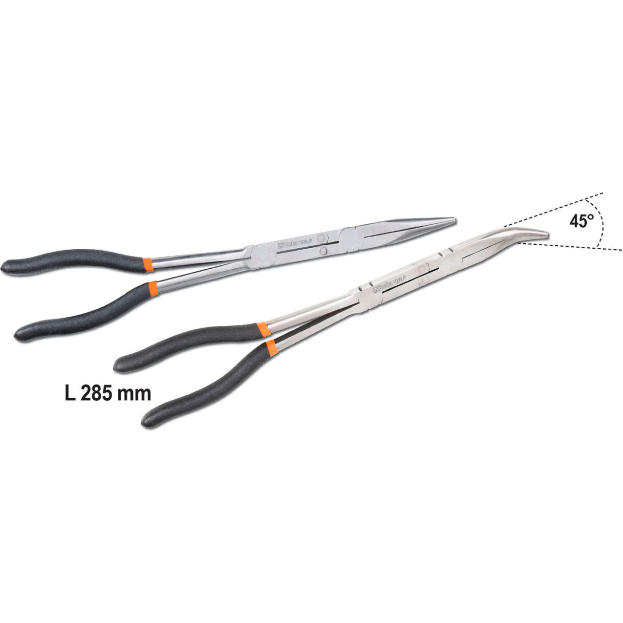 Set of 2 Long Knurled Half Round Nose Pliers with Double Swivel