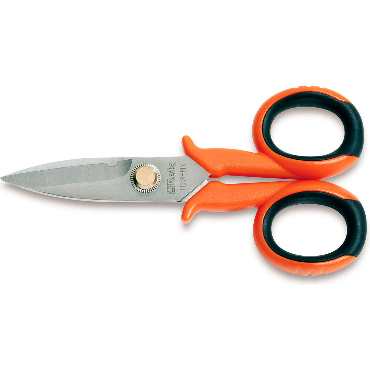 Straight Blade Electrician's Scissors w/ Microteeth & Wire Cutting Groove, 5-13/16"L