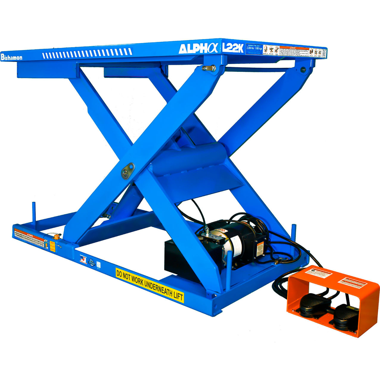 Single Scissor Lift Table, Foot Operated, 2200 lb. Capacity, 53" x 31", 1 Phase, 230V