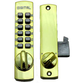 Mechanical Keyless Surface Mount Hook Bolt Lock for Sliding Door, Bright Brass