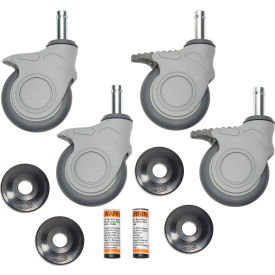 5" Swivel Brake Stem Casters, Polymer, Set of (4), 1200 lb Capacity