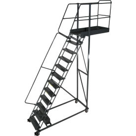 12 Step Steel Cantilever Ladder - 28" Overhang, Perforated Tread