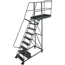 9 Step Steel Cantilever Ladder - 14" Overhang, Serrated Tread