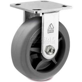 Prism Stainless Steel Rigid Caster - Thermal Plastic Rubber - Flat Tread - 4" Dia.