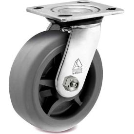 Prism Stainless Steel Swivel Caster - Thermal Plastic Rubber - Flat Tread - 8" Dia.