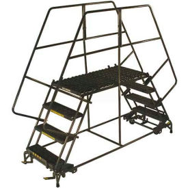 4 Step Heavy Duty Steel Double Entry Work Platform 36"W Steps - DEP4-3660