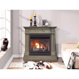 Dual Fuel Ventless Gas Fireplace w/ Mantel, 32000 BTU, Remote Control, Slate Gray
