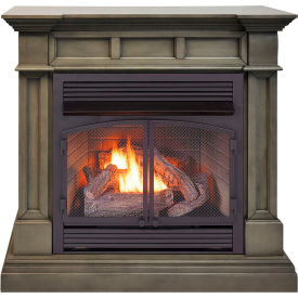 Dual Fuel Ventless Gas Fireplace w/ Mantel, 32000 BTU, T-Stat Control, Slate Gray