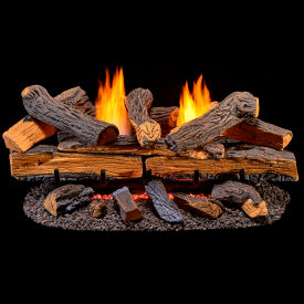 Vent Free Dual Fuel Log Set, 30" Split Red Oak, T-Stat Control