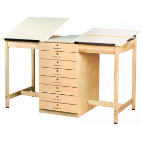 Drafting Table 70"L x 32-1/2"W - 2 Station w/ 8 Drawers