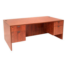 66 Inch Desk with Hanging Pedestals in Mahogany - Manager