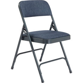 Steel Folding Chair - 1-1/4" Fabric Seat - Double Brace - Blue
