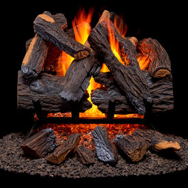 Vented Natural Gas Fireplace Log Set, 18", 45000 BTU, Match Light, Heartl& Oak