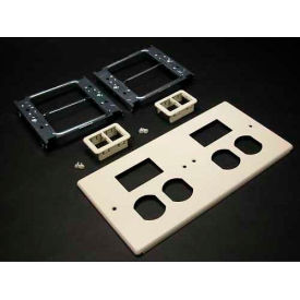 Four-Gang Overlapping Cover, Two Duplex Openings, Gray, 9-1/2"L