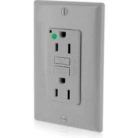 SmartlockPro Hospital Grade GFCI Receptacle, 15A, Includes Wallplate, Gray