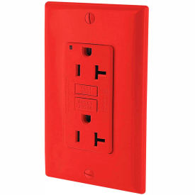 20A SmartlockPro Self-Test GFCI Duplex Receptacle, Indicator Light, Wire Leads, Red