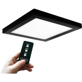 13" Round Multi-Color Temperature LED Flush Mount Light, Remote Control, 40W, 120V, Black