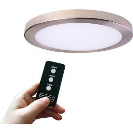 15" Round Multi-Color Temperature LED Flush Mount Light, Remote Control, 40W, 120V, Nickel