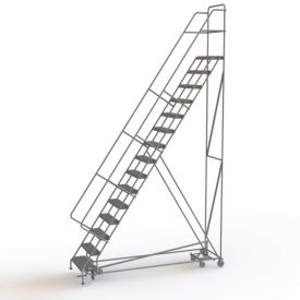 15 Step Steel Easy Turn Rolling Ladder, Serrated Tread, Standard Angle