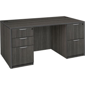 Legacy 66" Double Full Pedestal Desk, Ash Grey
