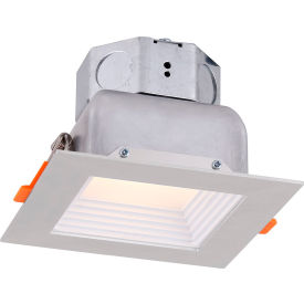 4" Square LED Baffle Recess Down Light, 9W, 120V, 3000K, Nickel