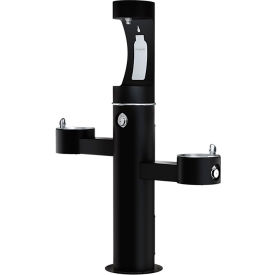 Elkay Outdoor Tubular Drinking Fountain with Upper Bottle Filling, Black