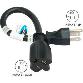 1-Ft Power Adapter Cord with 5-15P male plug to 5-15/20R female connector