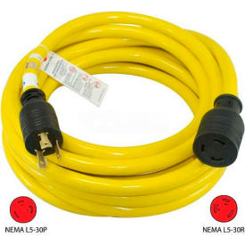 50', 30A, Generator Power/Extension Cord with NEMA L5-30P to L5-30R