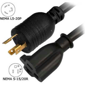 8-Ft 20-Amp Locking Extension Cord with NEMA L5-20P to NEMA 5-15/20R