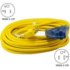 50-Ft SJTW 12/3 Outdoor Extension Cord with 3- Lighted Outlets, NEMA 5-15P/R