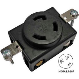 30A, 3-Prong Locking Single Flush Receptacle with NEMA L5-30R Female End, 2 Pole-3 Wire