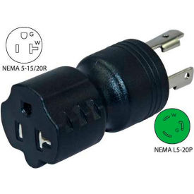 20 to 15/20-Amp Generator Locking Adapter with NEMA L5-20P to 5-15/20R, Black