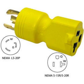 20-Amp Generator Locking Adapter with NEMA L5-20P to 5-15/20R, Yellow