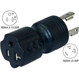 30 to 15/20-Amp Generator Locking Adapter with NEMA L5-30P to 5-15/20R, Black