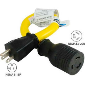 15 to 20-Amp Locking Generator Adapter with NEMA 5-15P to L5-20R, Yellow