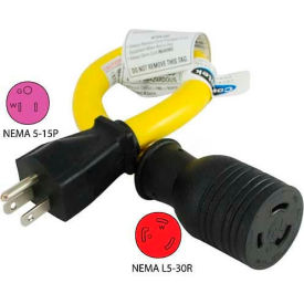 15 to 30-Amp Locking Generator Adapter with NEMA 5-15P to L5-30R, Yellow