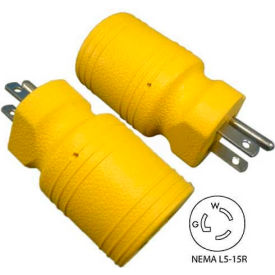 15 to 15-Amp Locking Adapter with NEMA 5-15P/R, Yellow