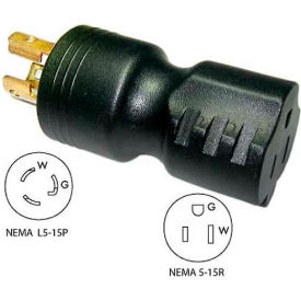15 to 15-Amp Locking Adapter with NEMA L5-15P to 5-15R, Black