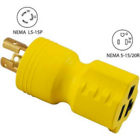 15 to 15/20-Amp Locking Adapter with NEMA L5-15P to 5-15/20R, Yellow