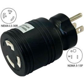15 to 30-Amp Locking Adapter with NEMA 5-15P to L5-30R, Black