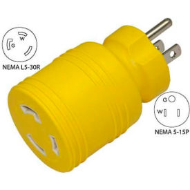 15 to 30-Amp Locking Adapter with NEMA 5-15P to L5-30R, Yellow